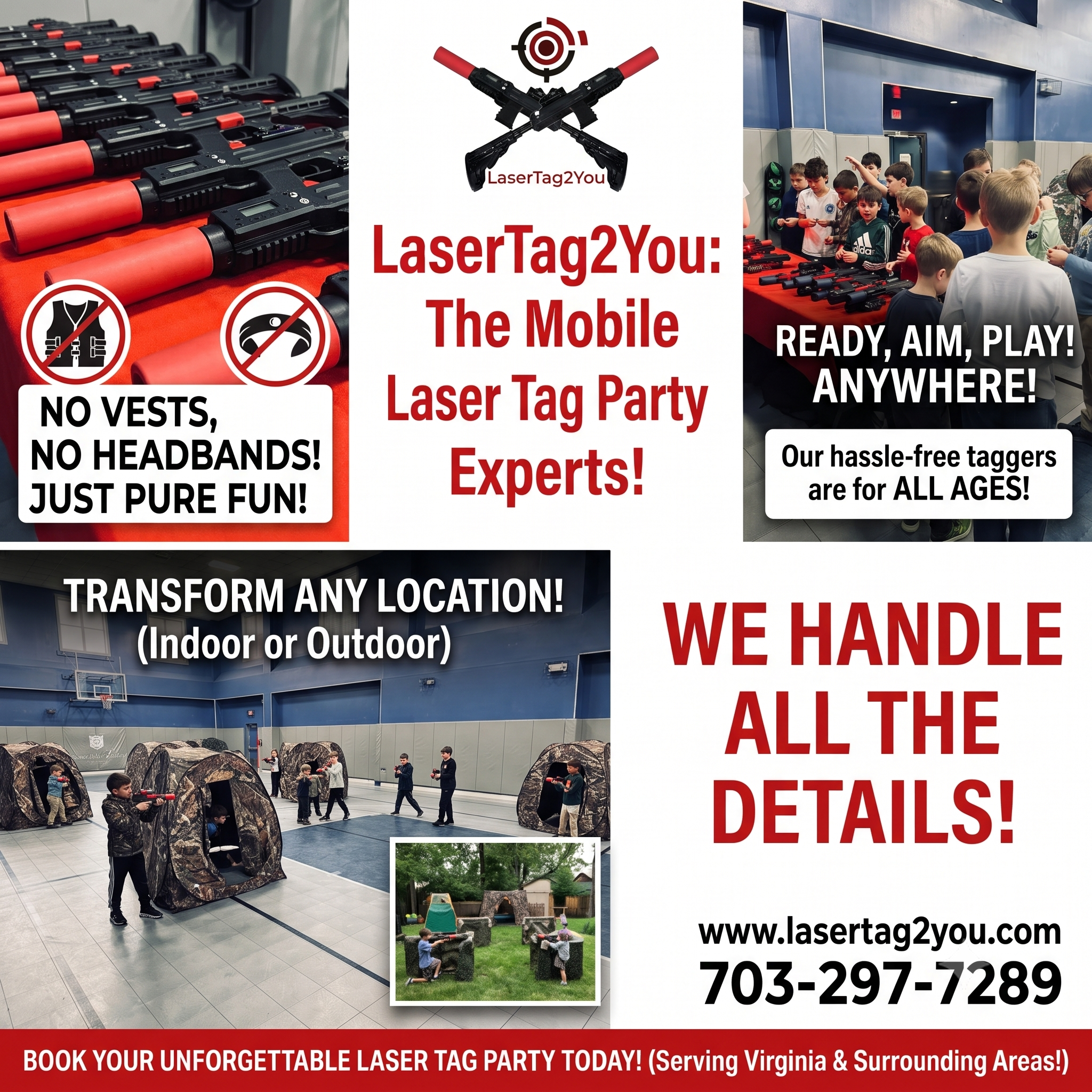 Featured image for “Searching for laser tag near me for a kids birthday party? LaserTag2You brings the mobile laser tag arena directly to your backyard anywhere in Northern Virginia. Perfect for April birthdays, spring parties, and weekend celebrations. Kids love the action and parents love the easy setup.”